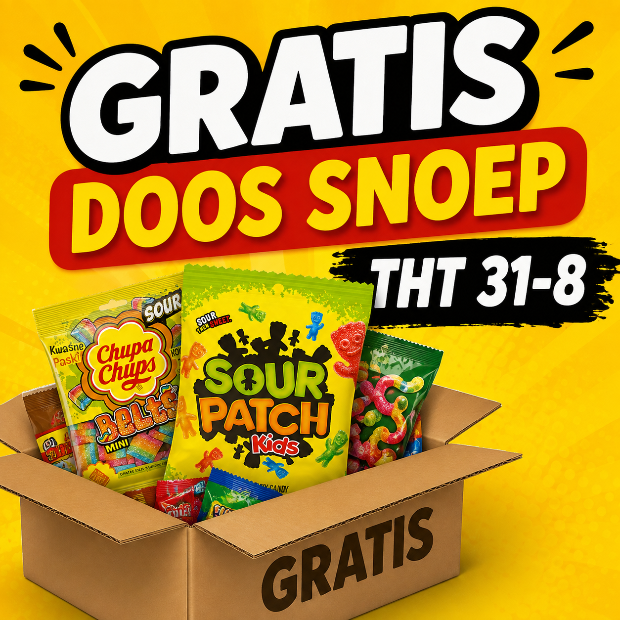GRATIS DOOS SNOEP 12-15 ZAKJES /// NIET COMBINEREN MET EEN ANDERE ACTIE